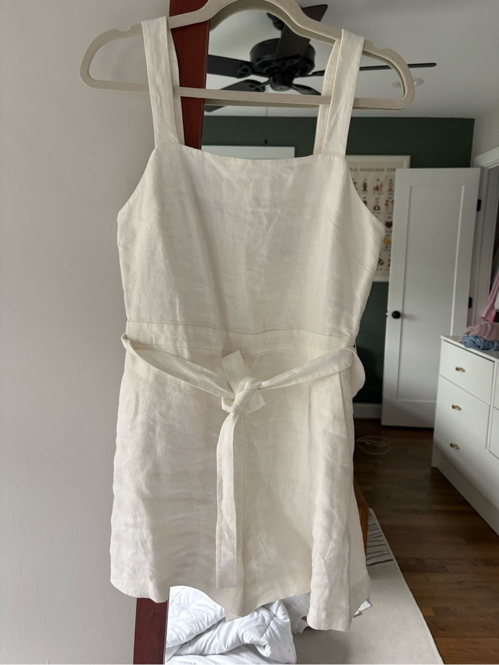 &Other Stories Cream Linen Tie-Waist Romper
